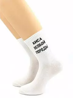 Эластичные носки с надписью "Киса особой породы" белого цвета Hobby Line RTнус80159-41