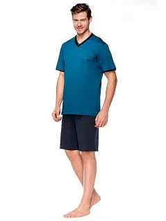 Оригинальная пижама (футболка с V-образным вырезом и шорты из 100% хлопка) LTCSMY181-002 BABIL Kom синий