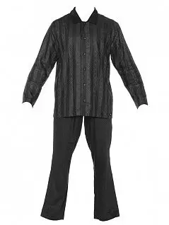 Тонкая мужская пижама из чистого хлопка с геометрическим орнаментом темно-серого цвета HOM 04626cZ9