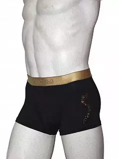 Трусы-боксеры на золотистой резинке с аппликацией на боку черного цвета HOM 01599cK9