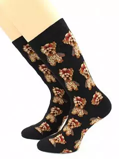 Веселые носки с принтом "Йоркширский терьер" черного цвета Hobby Line RTнус80135-1-06