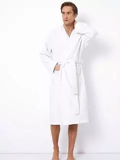 халат из полотенечного хлопка украшен строчкой на рукавах карманах и поясе Aruelle BT-ELIZA/EMERSON Белый