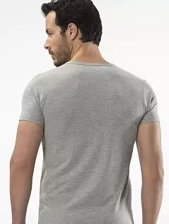 Современная футболка с V- образным вырезом LT1306 Cacharel серый меланж