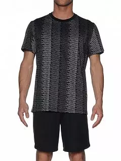 Комплект комфортной мужской домашней одежды (черные шорты + черная футболка с принтом) HOM Costes 04090cK9