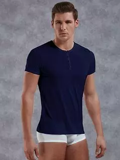 Стильная мужская футболка темно-синего цвета на пуговицах Doreanse Premium 2565c05
