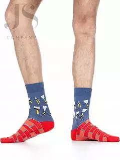 Хлопковые носки унисекс с рисунком на строительную тематику Wola JSW94.N03.478 (5 пар) jeans wol
