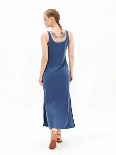 Платье полной длины из шелковистого модала с разрезами по бокам LTBS50594 BlackSpade сине-голубой