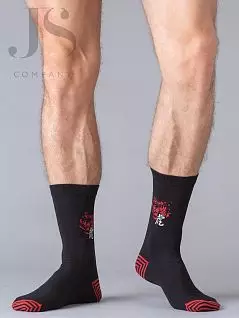 Стильные носки с принтом в виде иероглифа и стилизованного тигра OMSA JSFREE STYLE 607 (5 пар) nero