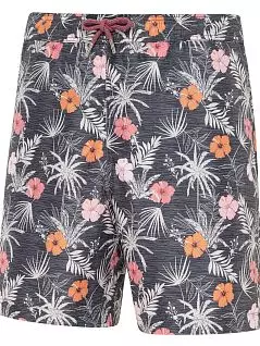 Модные шорты для плавания с цветами пальмовых листьев на темном фоне Naturana FG74927 Черный/Цветы