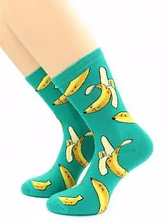 Носки с принтом "Ямайские бананы" зеленого цвета Hobby Line 45953