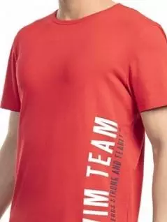 Хлопковая футболка с надписью на боку красного цвета BIKKEMBERGS BKK1MTS04cRed