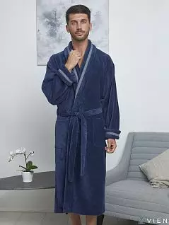 Халат с эффектной тесьмой на шальке и манжетах Five Wien FW1104 Джинс