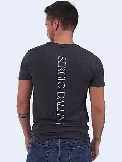 Хлопковая футболка с фирменным логотипом на спине Sergio Dallini DT7503сдтбпФм Серый