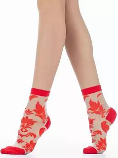 Привлекательные носки с принтом "цветочки" с усиленными зонами Giulia JSWS2 CRYSTAL 043 (5 пар) red gul