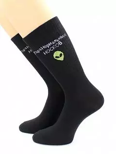 Эластичные носки с надписью "Пара нормальных носков" черного цвета Hobby Line RTнус80162-02-01
