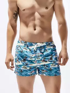 Пляжные шорты с летним принтом голубого цвета SEOBEAN RT34789