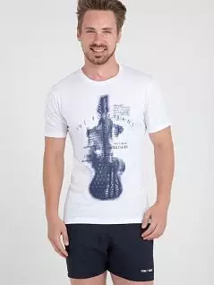 Облегающая футболка с принтом "гитара" белого цвета Ferrucci PJ-FE_2718 Armonia bianco