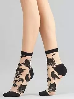 красивые носки с принтом "цветочки" Giulia JSWS2 CRYSTAL 043 (5 пар) nero