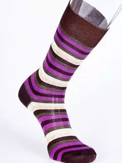 Полосатые носки из хлопка и полиамида PJ-Best Calze_5634 коричневый