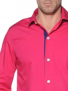 Летняя рубашка с длинным рукавом из чистого хлопка сочного малинового цвета HOM 07946cP9