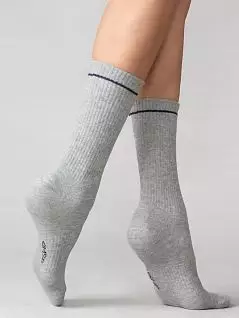 Хлопковые носки для чувствительной кожи декорированной контрастной полоской OMSA  JSACTIVE 115 (5 пар) grigio melange oms