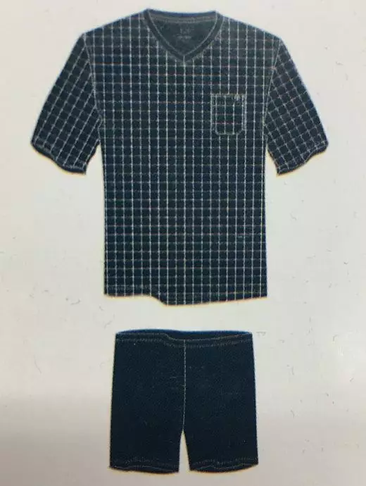 Свободная пижама из футболки с короткими рукавами и небольшим нагрудным карманом и однотонные шорты синего цвета ceceba FM-30948-635