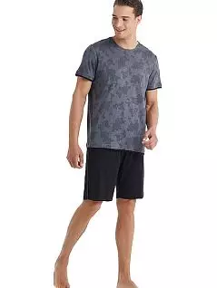 Мужская пижама (футболка с принтом и шорты однотонные) LTBS40031 BlackSpade серый