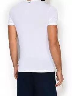 Мужская футболка с V-образным вырезом горловины обработанным трикотажным кантом белого цвета Bikkembergs B41312T49c1100
